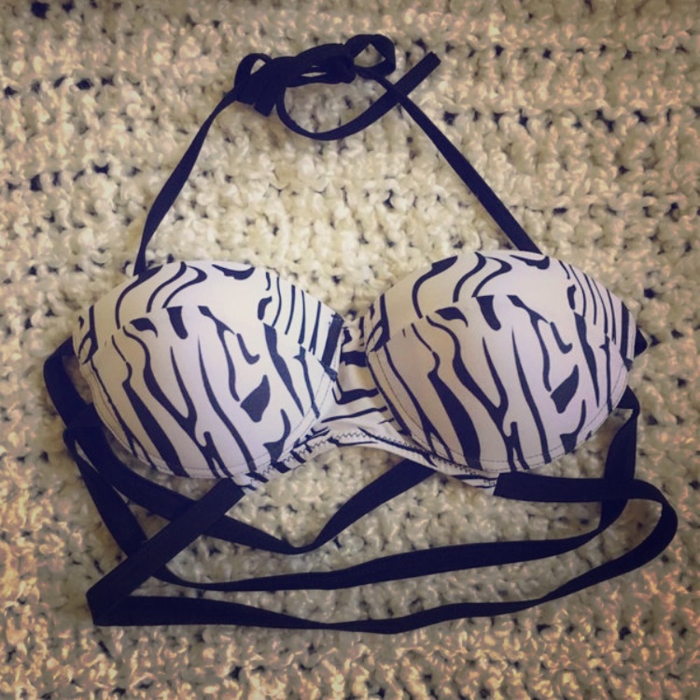 Zebra print push-up bathing suit bikini top